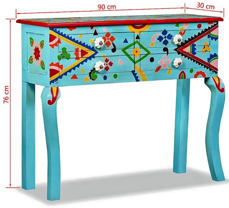 Niebieska drewniana konsola do salonu S9-K91