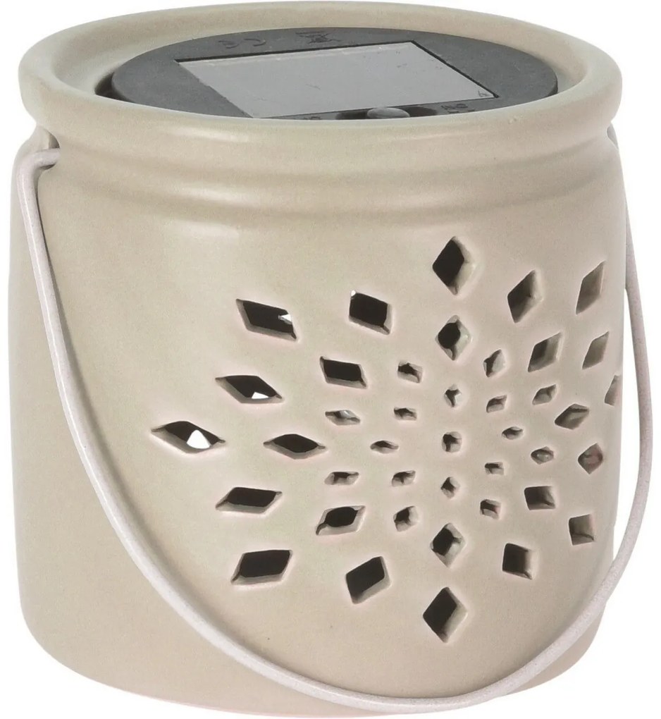 Latarnia solarna Darena różowa, 9,2 x 9 x 11 cm,porcelana