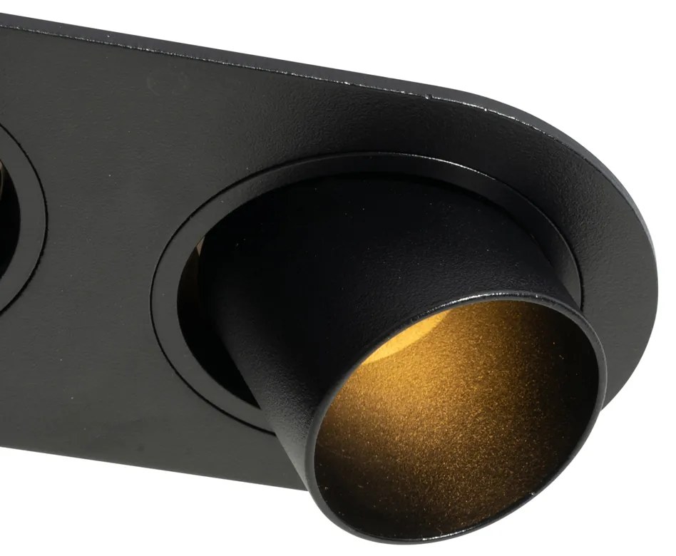 Set van 6 inbouwspots zwart GU10 35mm kantelbaar 2-lichts - Installa Nowoczesny Oswietlenie wewnetrzne