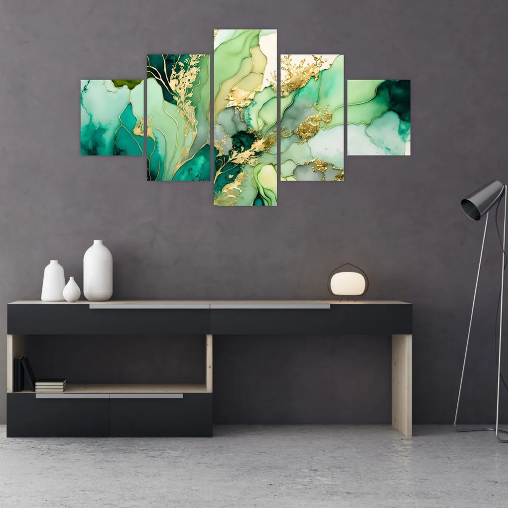 Obraz - Zielona abstrakcja (125x70 cm)