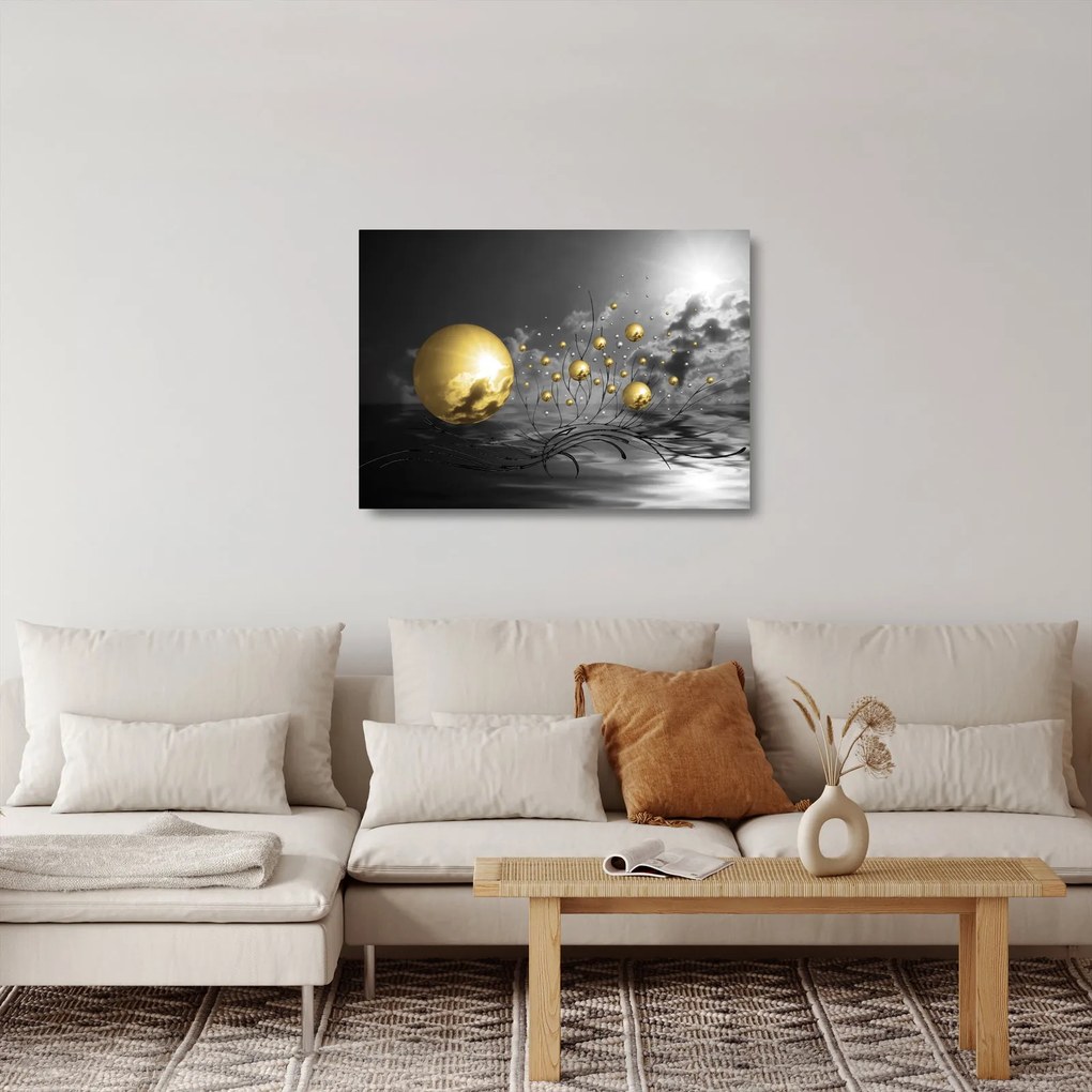 Obraz na szkle - kule w kolorze ochry (70x50 cm)