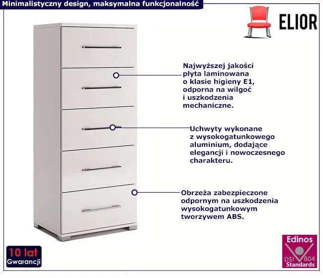 Biała komoda słupek z szufladami L6-Z71