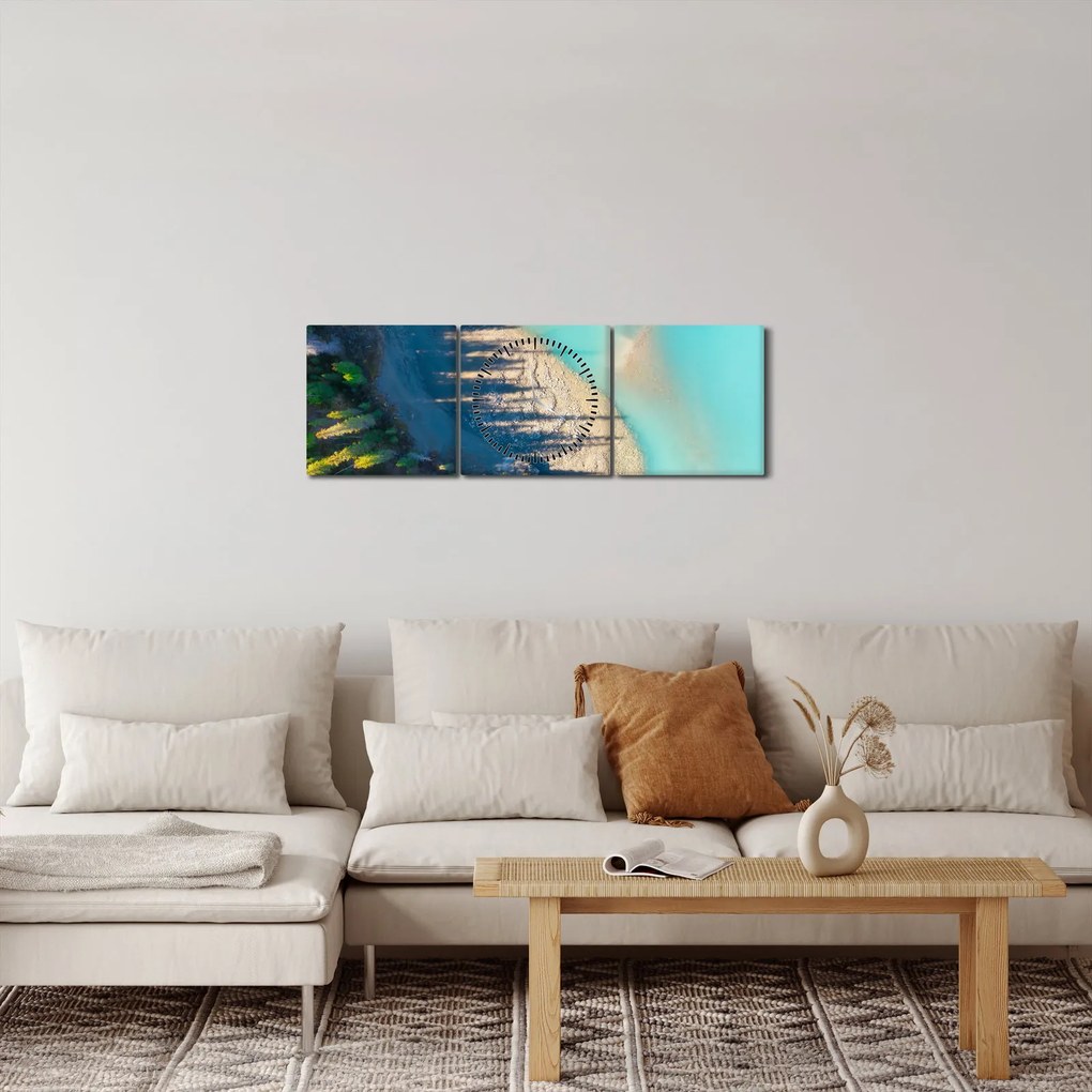 Obraz - Widok na jezioro (z zegarem) (90x30 cm)