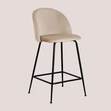 Wysoki Aksamitny Stołek Kana Design Negro & Pszenica Brązowa & ↑65 Cm - Sklum