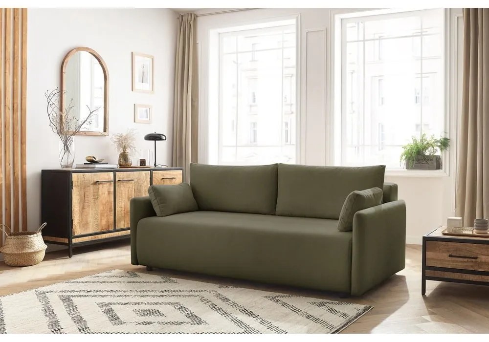 Zielona rozkładana sofa 211 cm Marcel – Bobochic Paris