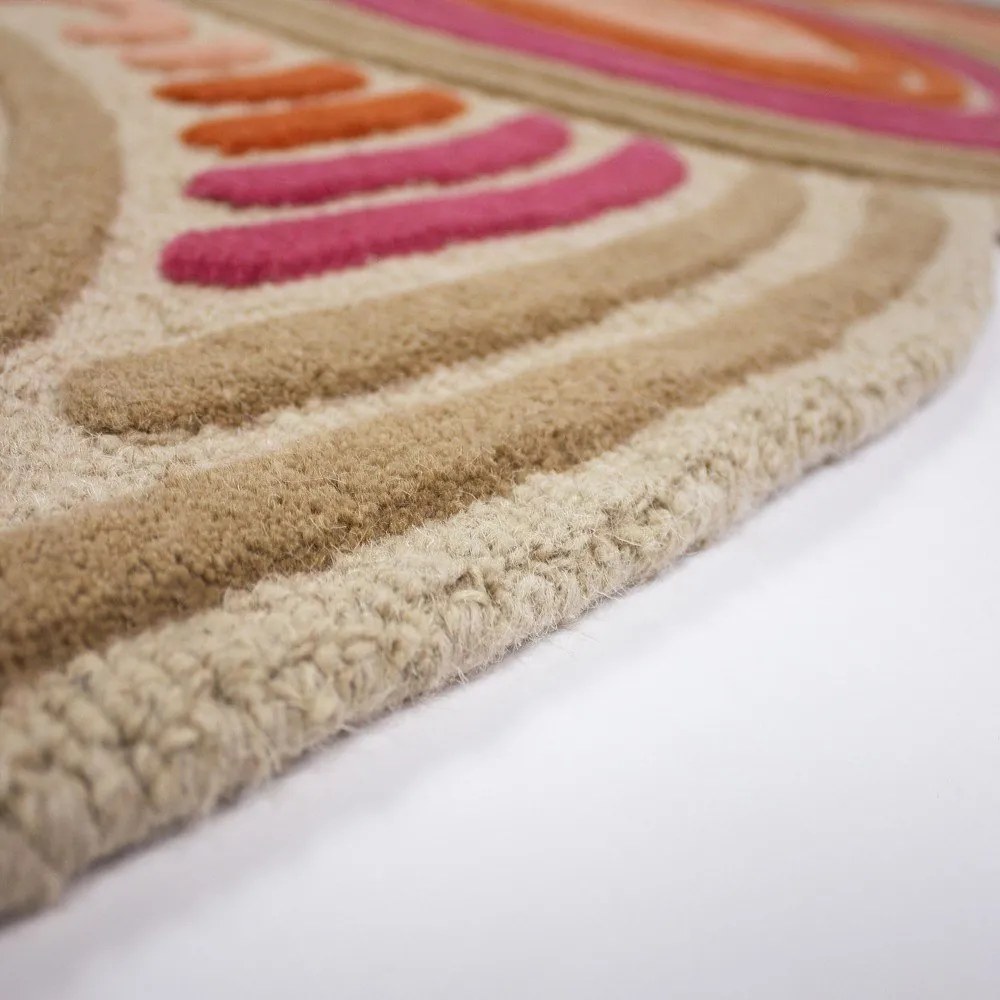 Różowy wełniany dywan tkany ręcznie 140x200 cm Spiral Shaped – Flair Rugs