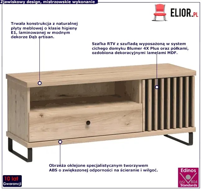 Stojąca szafka RTV z lamelami - Rovel 9X