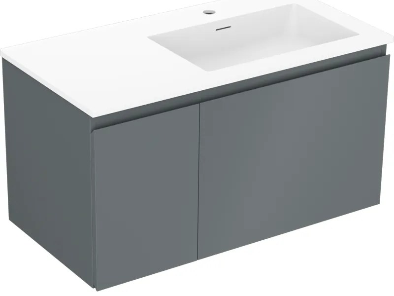 Mexen Orio szafka łazienkowa 90 cm z umywalką Otis prawą, 1S, 1D, grafit mat/biała mat - 91A13-09047-3-BBFF66-W18P01