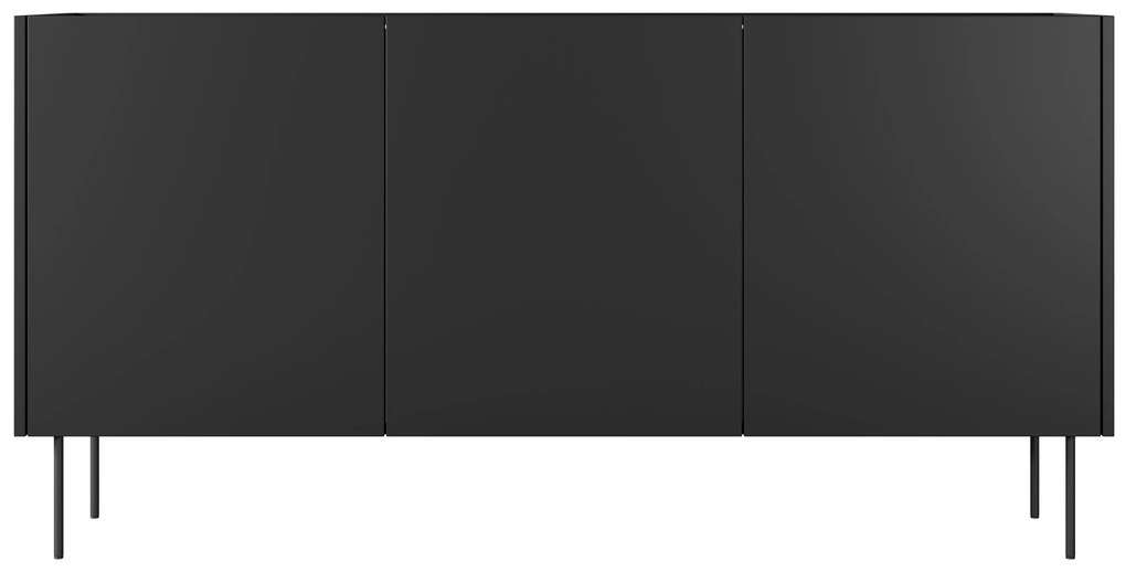 Komoda Desin 170 cm trzydrzwiowa - czarny mat / dąb nagano