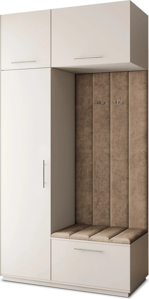 Masseno Garderoba REMA 120/240/60 cm Nowoczesna Szafa do Przedpokoju Kaszmir, MONOLITH 09 (Beżowy)