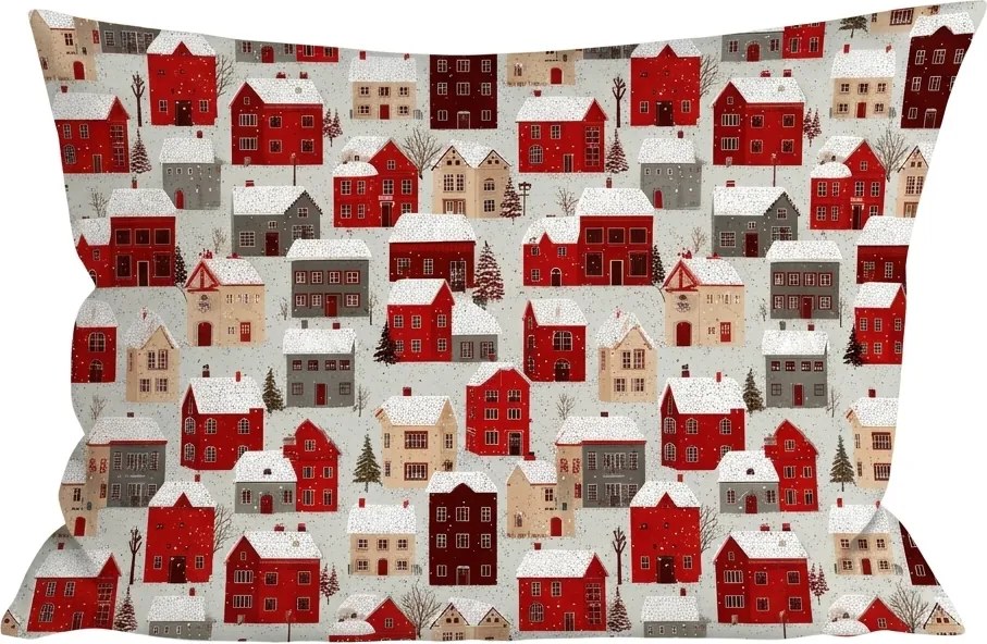 Bawełniana poszewka na poduszkę MERRY VILLAGE 50x70 cm, kolorowa