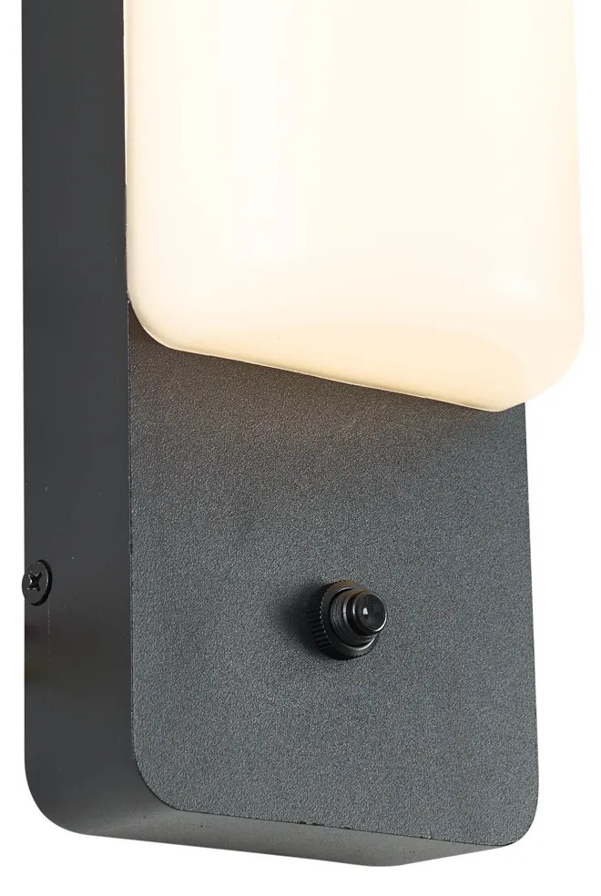 Lampa ścienna zewnętrzna czarna z czujnikiem zmierzchu, w zestawie LED - Shift