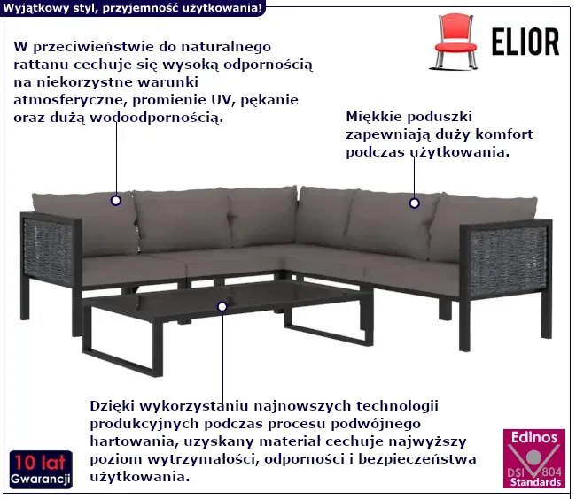6-częściowy zestaw ogrodowy z poduszkami - Sigala