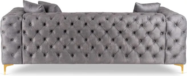 Sofa SORRENTO 3S Trzyosobowa Szara Welurowa Nowoczesna Glamour