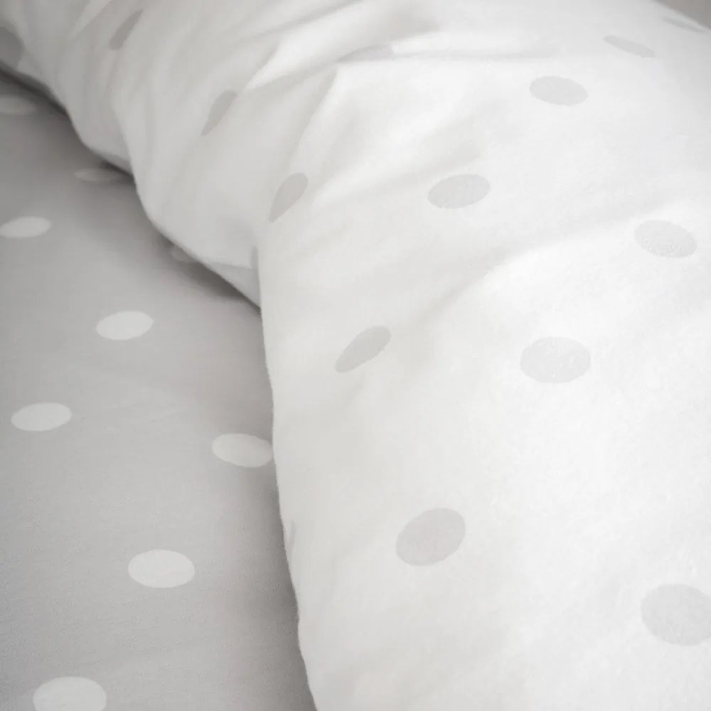 Biało-szara flanelowa pościel jednoosobowa 135x200 cm Polka Dot – Catherine Lansfield