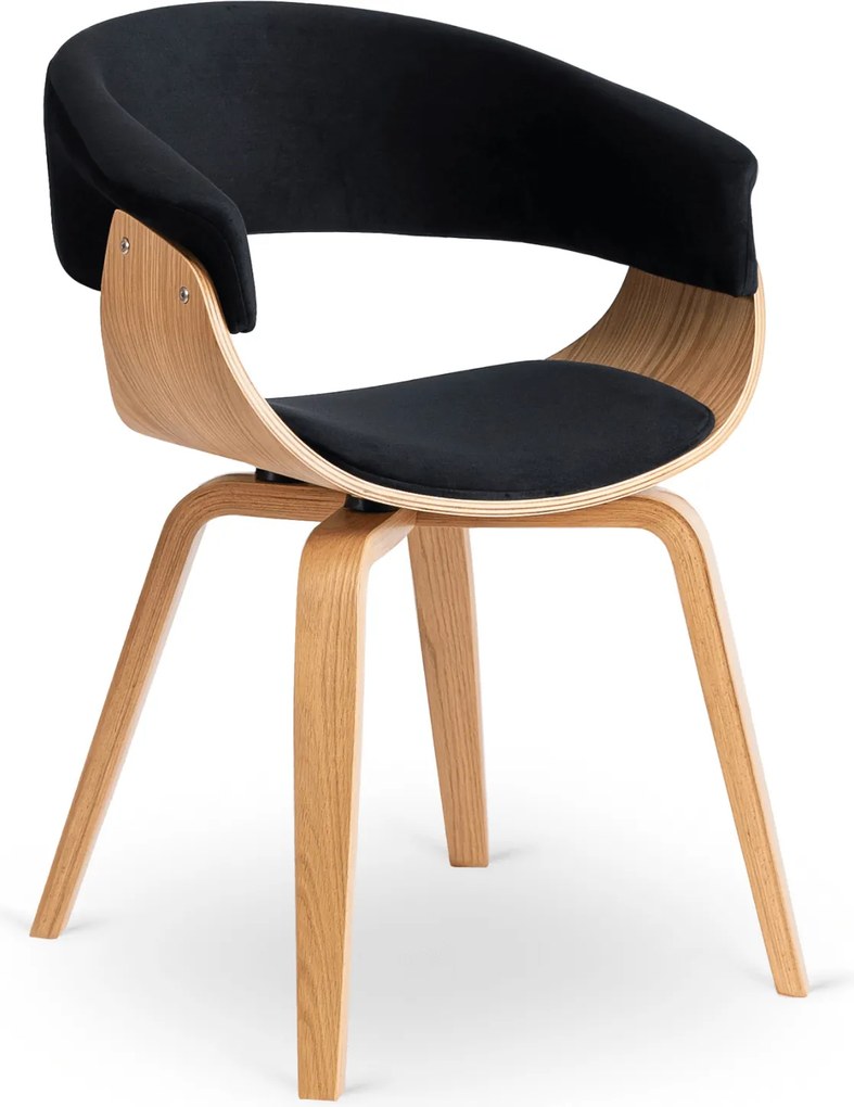 Krzesło Tapicerowane z Drewna Giętego GARY Dąb Złoty/Czarne Nowoczesne Loft