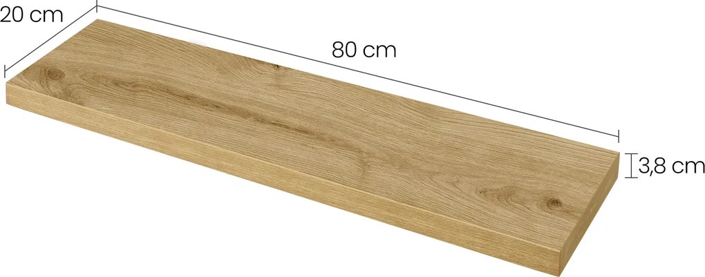 Minimalistyczna półka wisząca 80 cm dąb artisan E8-N26