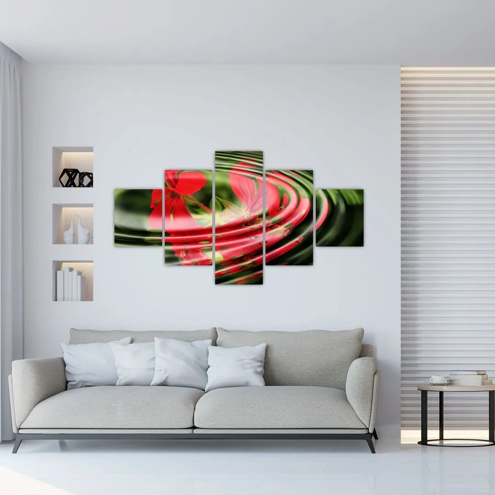Abstrakcyjny obraz - kwiaty w falach (125x70 cm)