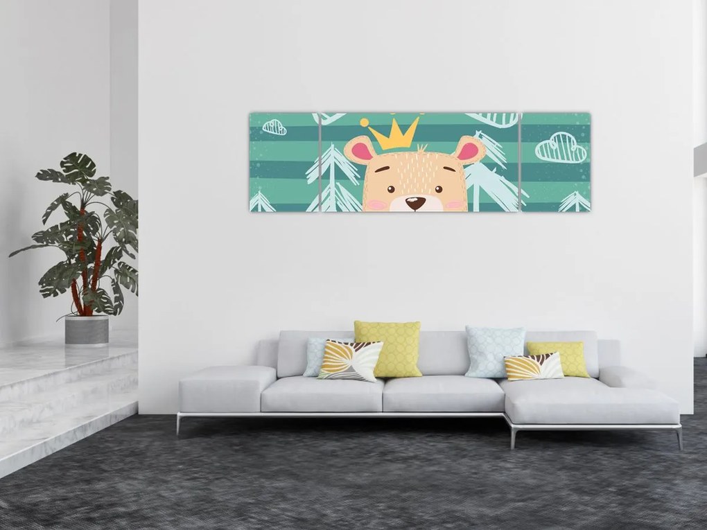 Obraz - Niedźwiadek w lesie (170x50 cm)