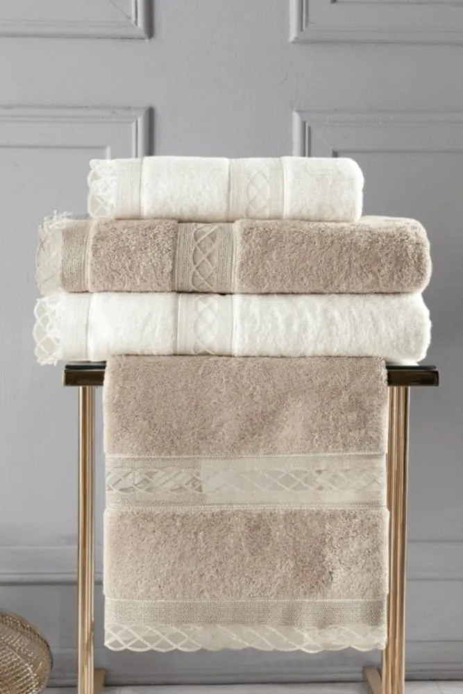 Podarunkowy zestaw ręczników SELYA, 2 szt Śmietankowy