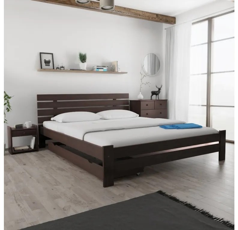 Łóżko PARIS podwyższone 180 x 200 cm, orzech Stelaż: Ze stelażem listwowym rolowanym, Materac: Materac Coco Maxi 20 cm