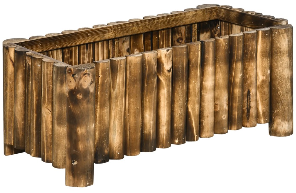 Outsunny drewniana skrzynka na rośliny 120x40x40cm jodła podwyższona grządka na zioła i warzywa | Aosom PL