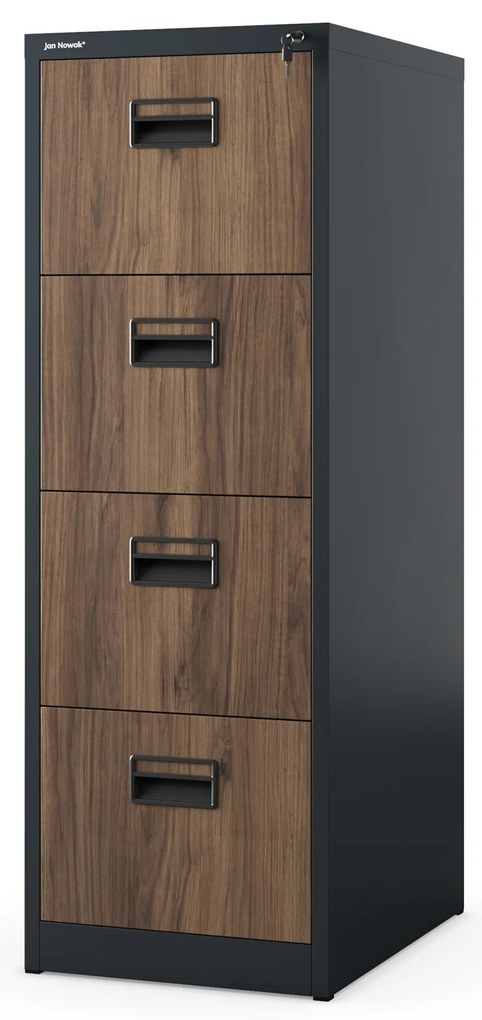 Szafa kartotekowa metalowa z 4 szufladami antracytowa/orzech, 460x1320x620 mm: SARA Eco Design