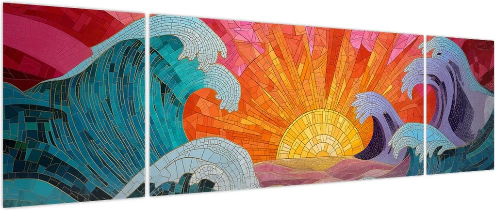 Obraz - Mozaika fal (170x50 cm)