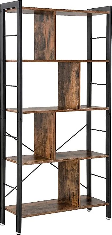 Valora LBC12BX Regał na książki Rustykalny Brązowy Metalowy 5 Półek