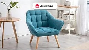 Fotel CASERTA z tkaniny w kolorze niebieskim