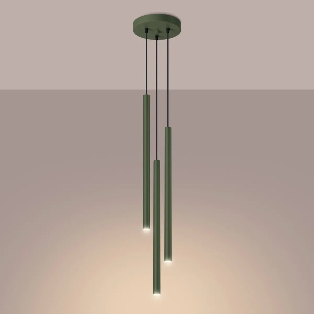 Lampa wisząca PASTELO 3P zielona oliwka SOLLUX LIGHTING