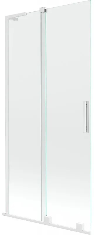 Mexen Velar L parawan nawannowy 2-skrzydłowy rozsuwany 90 x 150 cm, transparent, biały - 896-090-003-01-20