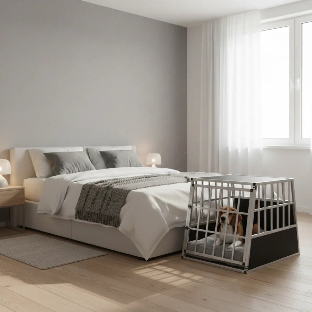 Transporter dla psa BRUNO, 66x90x72cm, srebrna/czarna Jurhan