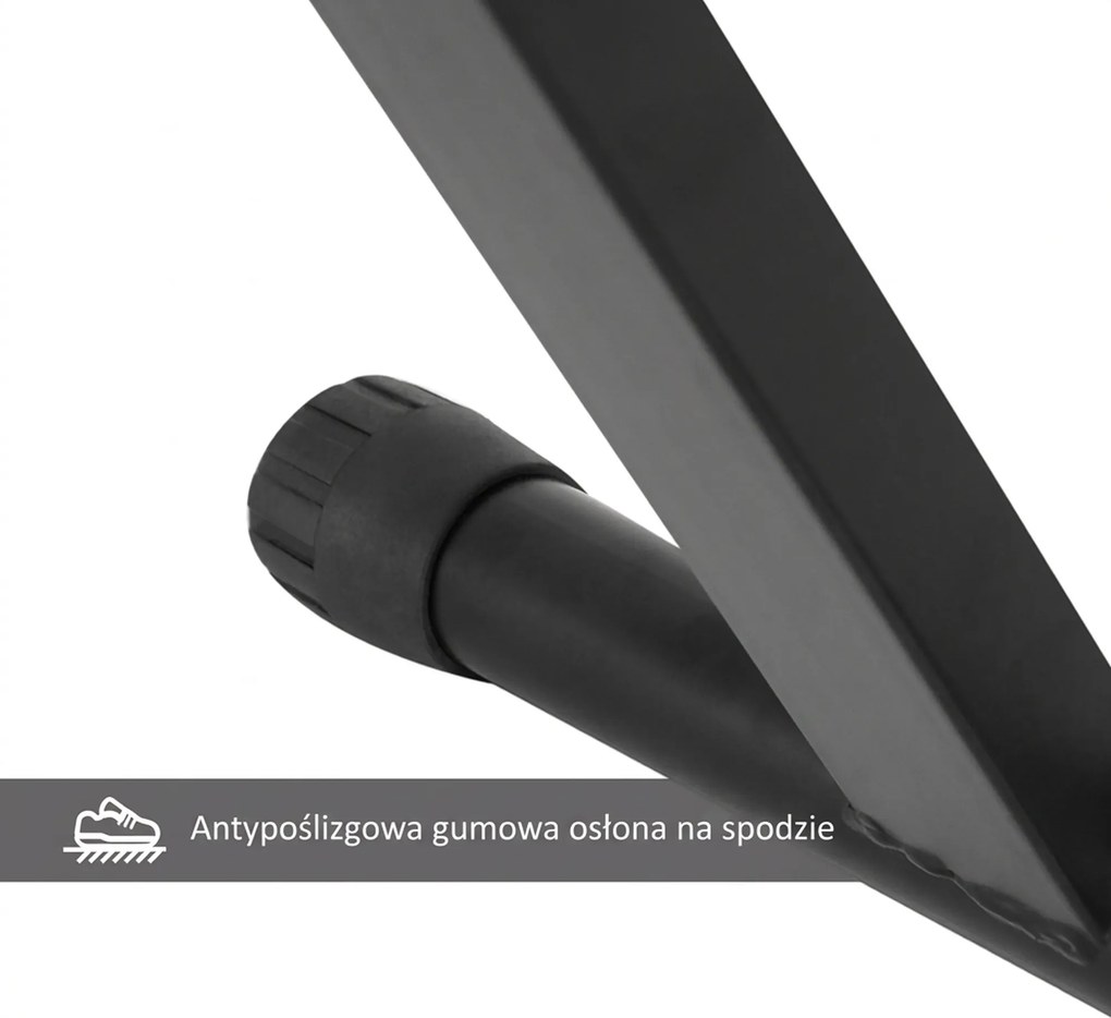 HOMCOM Stołek fortepianowy z regulacją wysokości Składany taboret do pianina Metal Sztuczna skóra Czarny 39 x 29 x 45–51 cm | Aosom PL