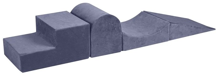 Szaroniebieski aksamitny piankowy plac zabaw 4 szt. wysokość 30 cm 45x193 cm Montessori – Meowbaby