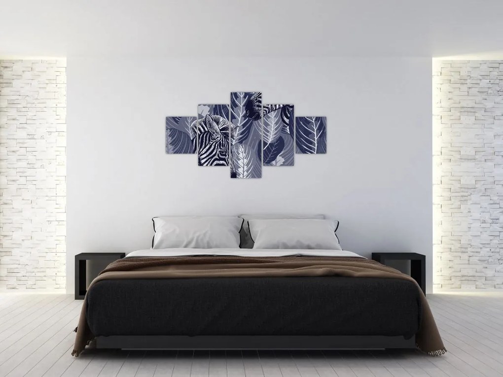 Obraz - Niebieskie zebry (125x70 cm)