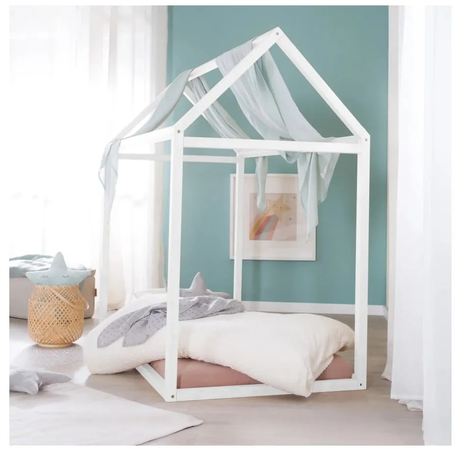 Białe łóżko dziecięce w kształcie domku 70x140 cm Montessori – Roba