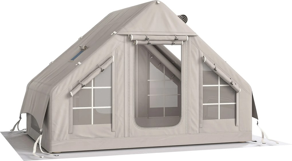 Outsunny Nadmuchiwany Namiot 5-8 Osób Szybki Montaż Wodoodporny 8000 mm Odporność na Wiatr z Pompką Ognioodporne Dachowe Okno | Aosom PL