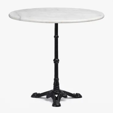 Stolik Barowy Z Marmuru Roma Biały Marmur & Redondo & Czarny - Sklum