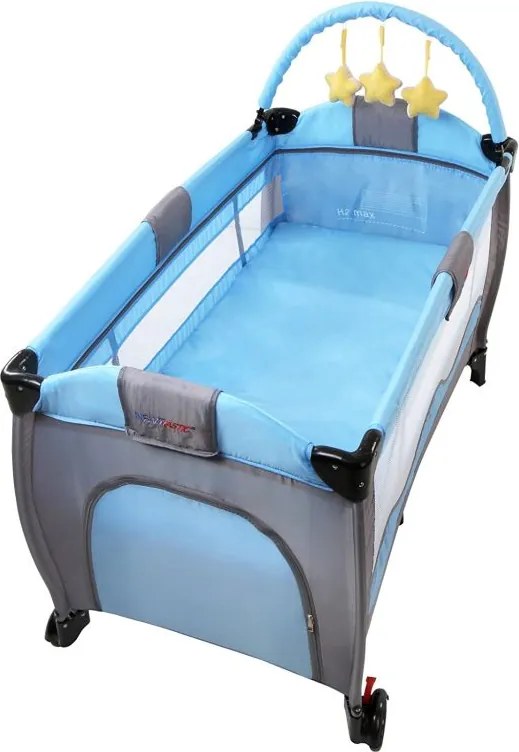 Łóżeczko turystyczne podróżne, niebiesko-szare