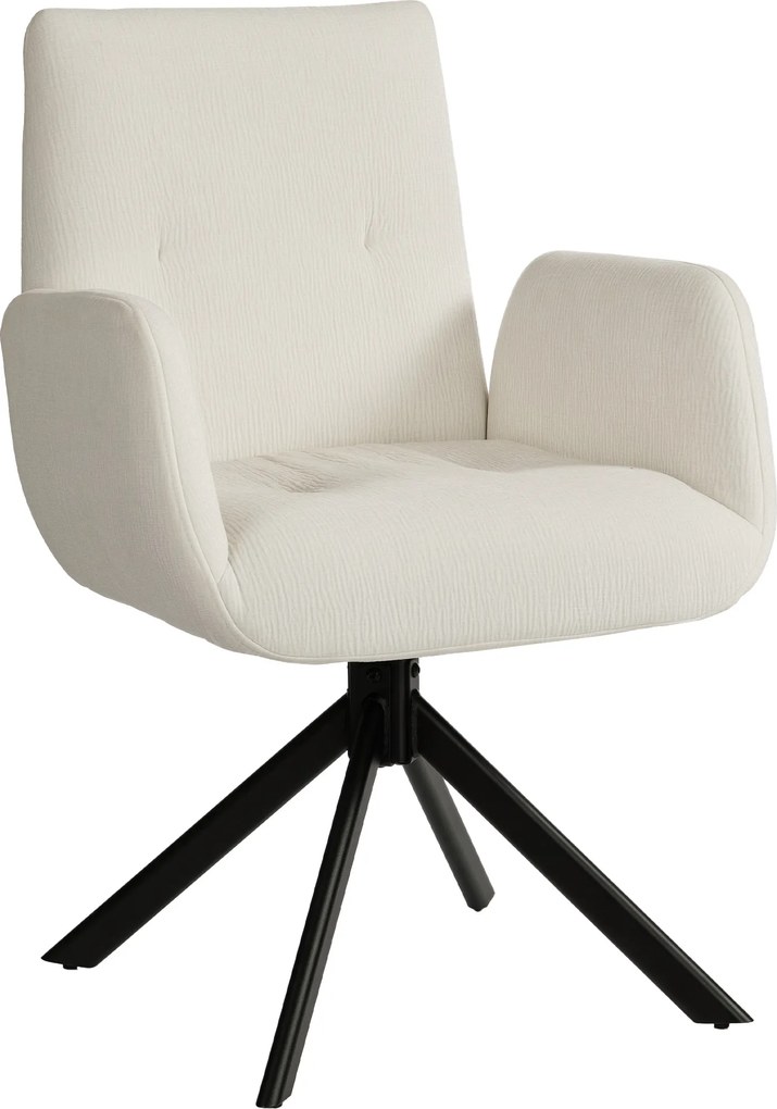 HOMCOM Fotel tapicerowany, fotel akcentowy, nowoczesny design, obrotowy, do 120 kg, kremowo-biały