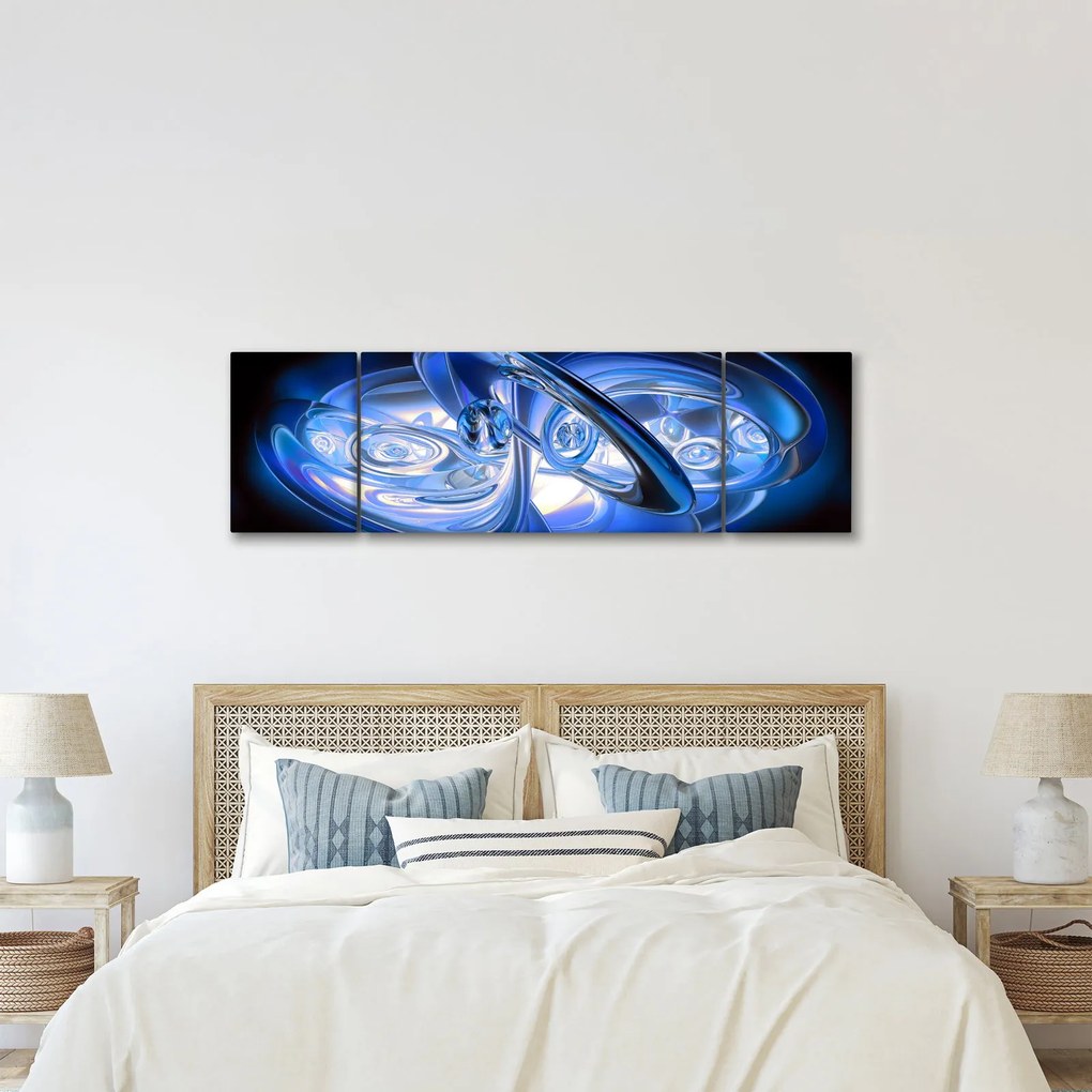 Niebieski abstrakcyjny obraz (170x50 cm)