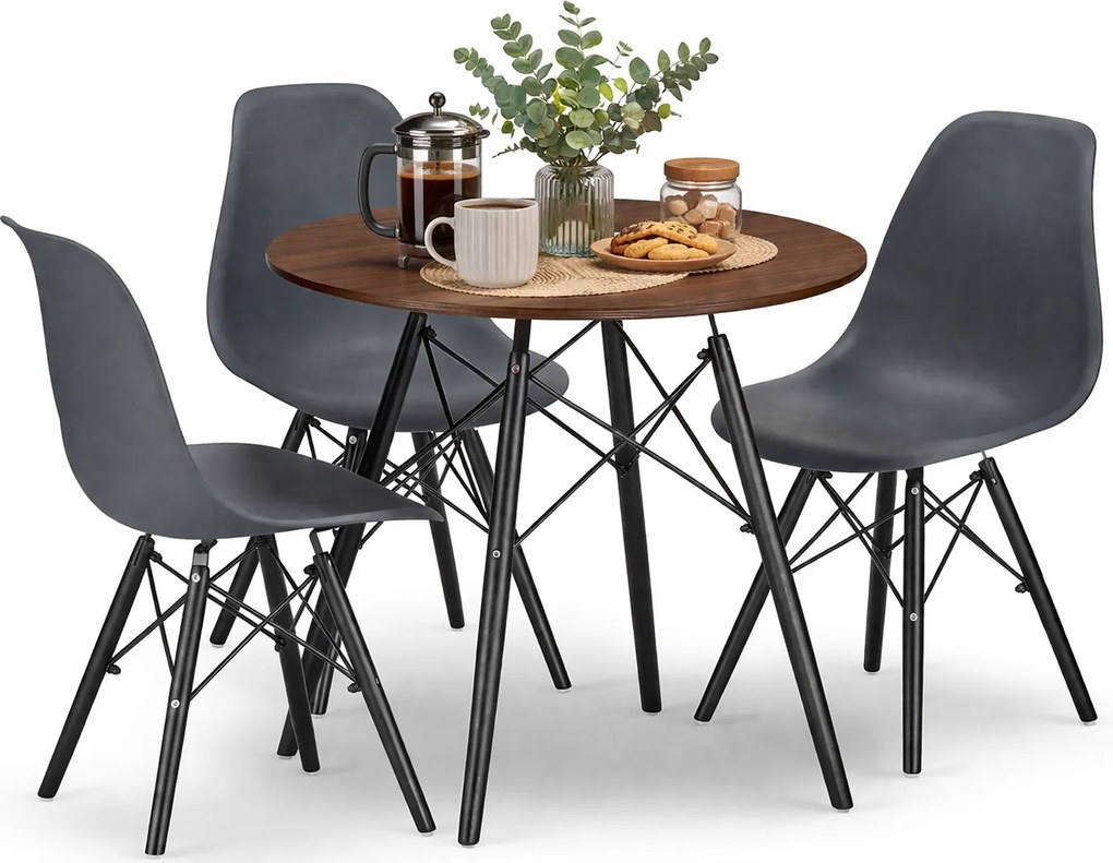 Skandynawski Komplet Stół 80 Cm Jesion I 3 Krzesła S1-M81