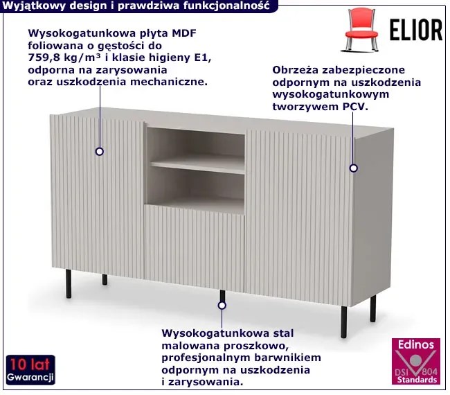Kaszmirowa nowoczesna komoda z ryflowaniem N9-A28