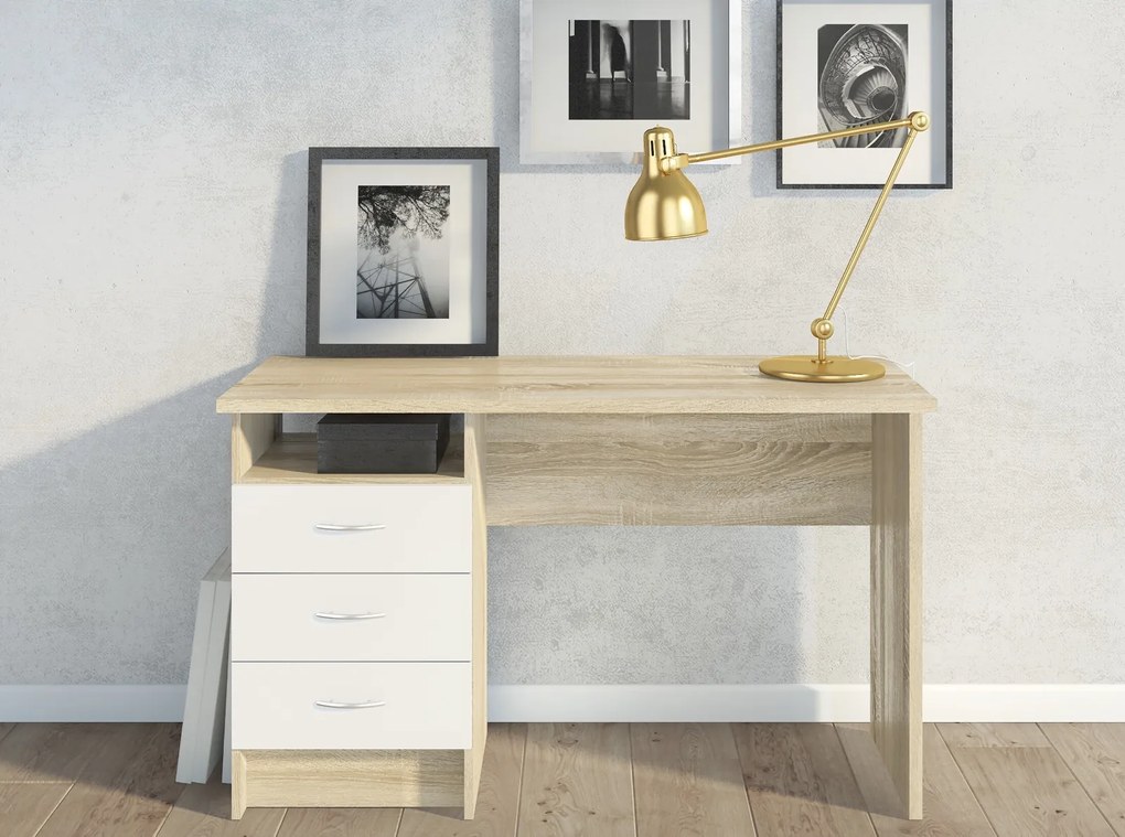 Biurko Function 3s biały/dąb sonoma