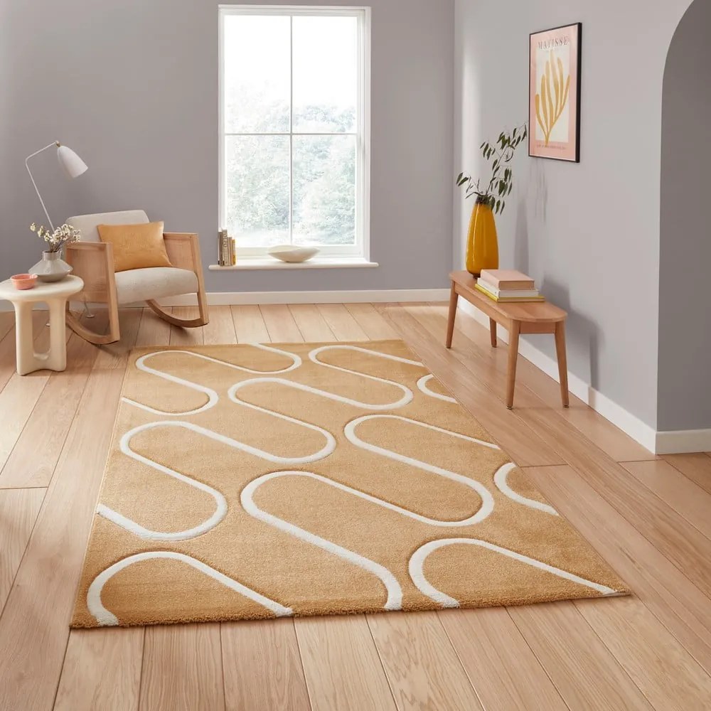 Dywan w kolorze ochry 80x150 cm Linear Curve – Catherine Lansfield