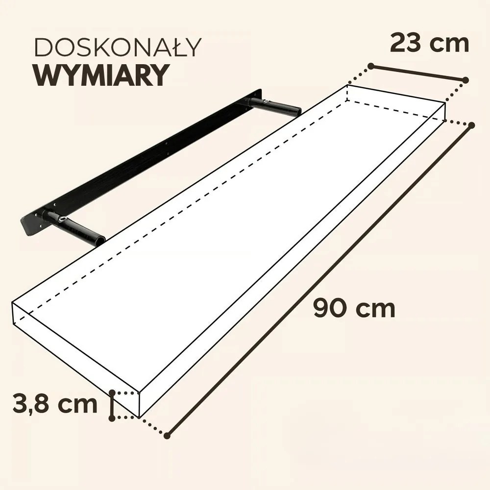 Półka ścienna FIGO + z konsolą, 90cm, ciemny dąb Casaria