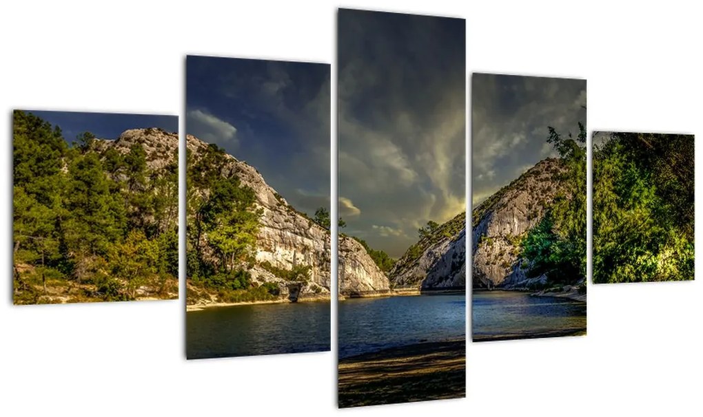 Obraz krajobrazu z jeziorem (125x70 cm)