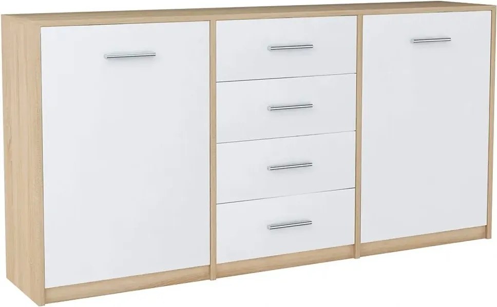 Komoda z 4 szufladami dąb sonoma + biały L9-S58