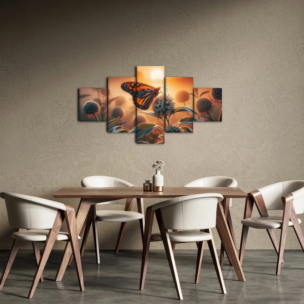 Obraz – Motyl w zachodzącym słońcu (125x70 cm)